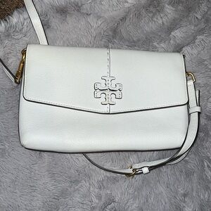 Pre-loved Tory Burch white leather Crossbody